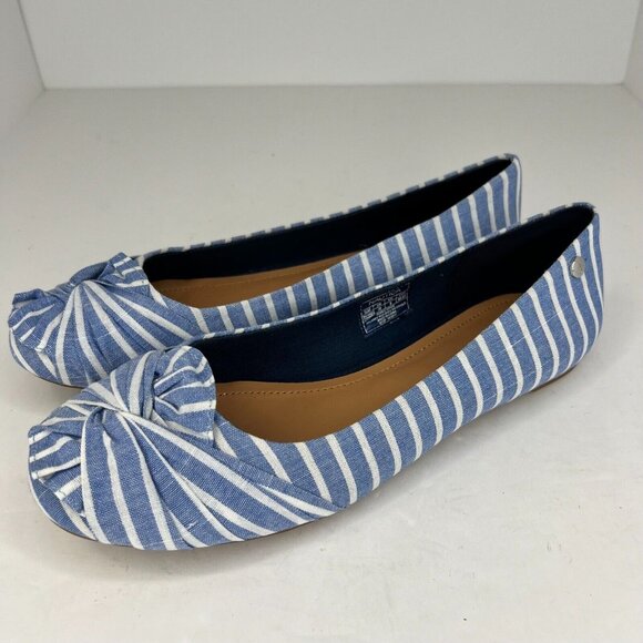 Nautica Womens Bayard Blue Striped Fabric Slip On Casual Size 10 Ballet Flats - Picture 1 of 9